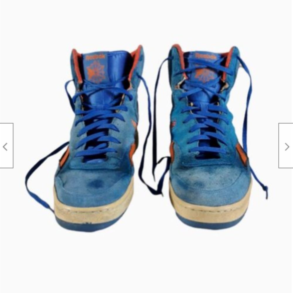 Reebok Vintage 1980's High Top Mens Suede Blue Orange Basketball Shoes Size 13 - Picture 3 of 12